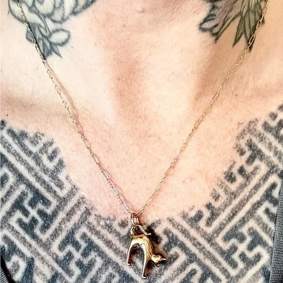 14k yellow gold vintage handmade link chain necklace - Picture 6 of 6